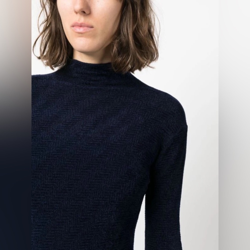 Emporio Armani chevron-pattern high-neck Knit Sweater Size 40 XS